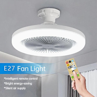 Ventilateur de plafond avec lumières.