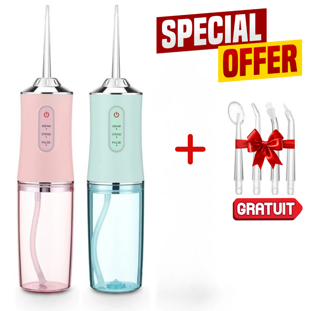 Irrigateur Dentaire Rechargeable + 4 Têtes d’embouts GRATUTS