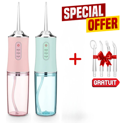 Irrigateur Dentaire Rechargeable + 4 Têtes d’embouts GRATUTS