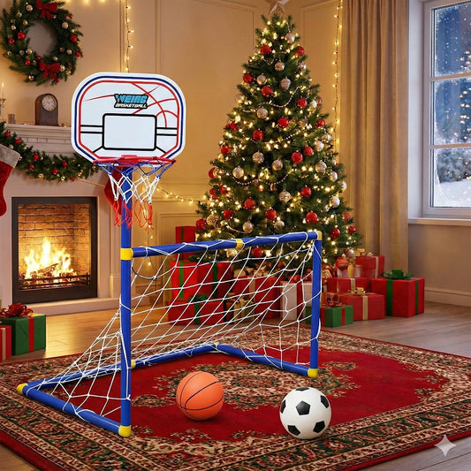 Set 2-en-1 Basketball et Football pour Enfants